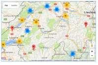 2.12.1 Schaugärten Eine Karte mit den Schaugärten der Schweiz wurde erstellt und funktioniert mithilfe der Google- Lokalisierung.