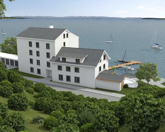 Direkt am Bodensee Wohnen an bester Lage In Steckborn (TG), direkt am schönen Bodensee mit unverbaubarem Panoramablick, verkaufen wir 11 neue und exklusiv ausgebaute Eigentumswohnungen.
