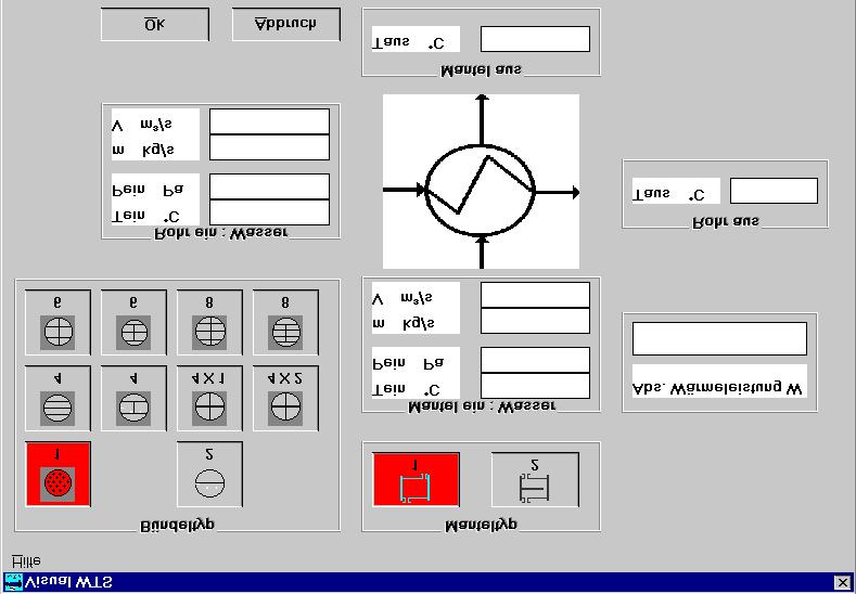Visual WTS Auswahl von Bündel- und Manteltyp Durch einen Klick auf den entsprechenden Button unter "Bündeltyp" legen Sie die Anzahl und die Anordnung der rohrseitigen Durchgänge fest.