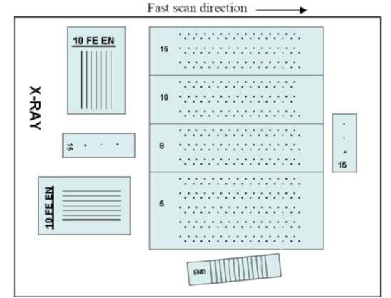 ASTM E07: Bildgüte-Prüfkörper für die Bildqualitätsbewertung EPS Procedure of ASTM E 2445/6 - Die EPS- (equivalent penetrameter sensitivity) Messung basiert