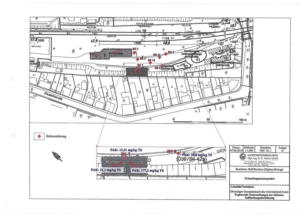 fy Bohrsondierung \ PAK: 3,3 TS Pl_K:38 8_tg/kgT_ GAB Datum: 07.06.00 Maßstab: :.000 Gutachten 00 0. CN SACHVERSTÄNDIGEN RING P Dipl. Ing. H. U. Mücke GmbH C'..LTI.IHII_ Kl 6 B,~'l.Schwan. Tek!'rn05!