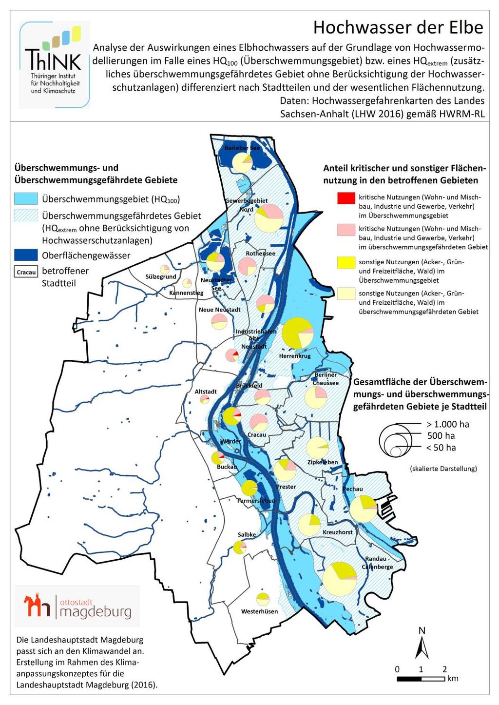 Vertiefte Betroffenheitsanalyse Hochwasser der Elbe Überschwemmungsbereich der Elbe bei einem 100-jährigen Hochwasserereignis