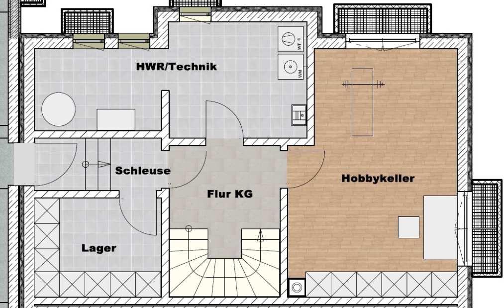 Kellergeschoss Doppelhaus Doppelhaus 1 Schleuse 03,66 m² Lager 06,43