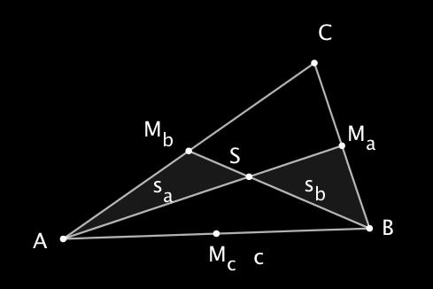 einem Punkt S. Es entstehen die Figuren ABS, BM a S und ASM b. Die Dreiecke ABM a und ABM b sind flächengleich und entsprechen nach Satz 3.1 jeweils der Hälfte der Gesamtfläche.