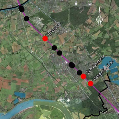 2.3 Übersicht BÜs im Stadtgebiet Voerde Aktuell sind noch 3 Bahnübergänge (BÜs) entlang der Strecke 2270 im Stadtgebiet Voerde vorhanden.
