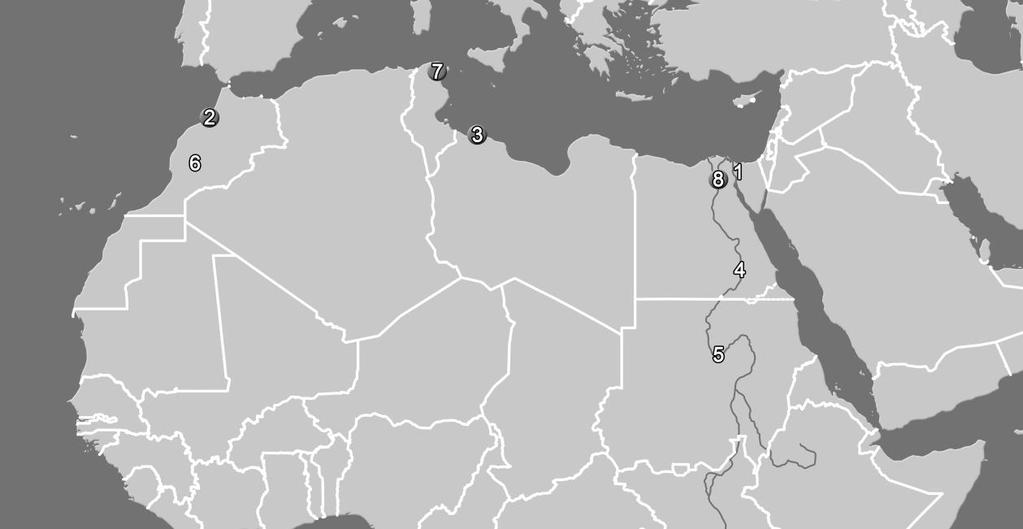 Arbeitsblatt: Nordafrika Ordne die Namen der nordafrikanischen Staaten mit Pfeilen richtig zu.