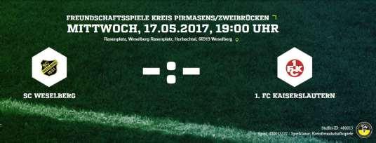 U19 Staffel-Vizemeister 1. FC Kaiserslautern zu Gast beim SC Weselberg Die A-Jugend des 1.
