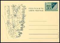 1. Februar 1973 - Postkarte "Gemeindewappen, Mauren" mit Überdruck 30 auf 20 RP - P
