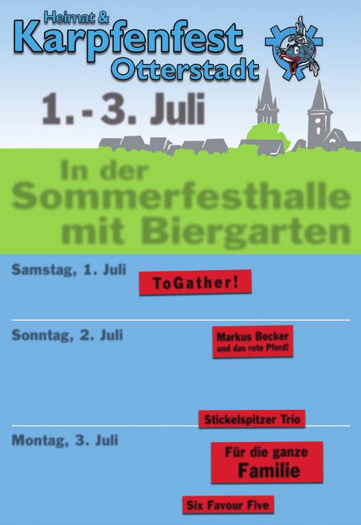 AMTSBLATT Verbandsgemeinde Rheinauen Seite 21 Ausgabe 25/23. Juni 2017 1. - 3. Juli In der Sommerfesthalle mit Biergarten Samstag, 1. Juli ab 16:00 Uhr ab 19:30 Uhr 20:00 Uhr To G a t h e r!