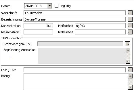 Grenzwerte - Details Vorschriften, z.b.: BVT TA Luft versch.