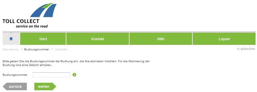 Nachdem der Gültigkeitszeitraum begonnen hat, können Sie Stornierungen nur an einem Mautstellen-Terminal vornehmen.