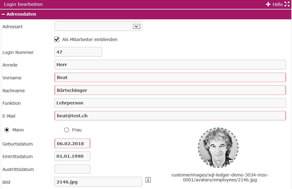 Screenshots Basismodul Adressverwaltung leanux.