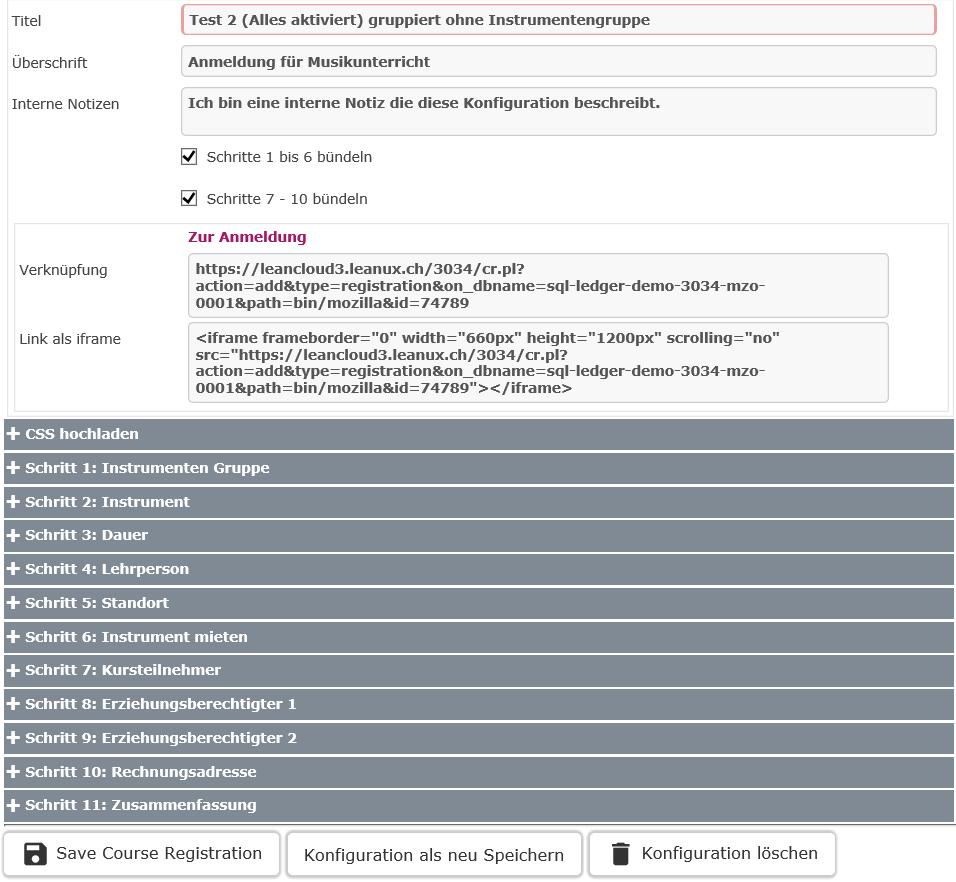 Screenshots «Online Anmeldungen» leanux.