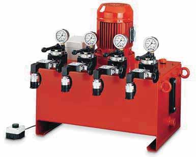 Hydraulische Werkzeuge Elektro-Hydraulikaggregate PMF-15/3/40/4 x 3 M Alle Auflasten können permanent an den Manometern abgelesen werden.