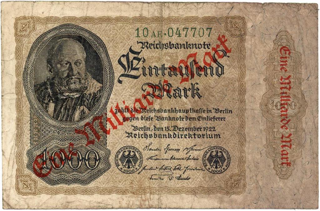 Mark- und 5000 Mark- Banknoten konnten Anfang 1923 nicht mehr in Umlauf