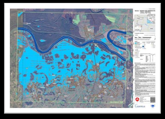 Beispiele Sentinel 1A Hochwasserkartierung mittels Sentinel 1A Daten in Bosnien und Herzegowina.