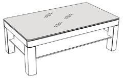 Optiwhite Weißglas, weiß satiniert dunkelbraun satiniert Höhe 45,0 cm Tischbein 6 x 6 cm Bestell-Nr.