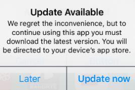 02 Anmelden App aktualisieren Wenn die App ein neues Update erkennt, wird ein Popup-Fenster angezeigt, in dem Sie aufgefordert werden, auf die neue Version zu