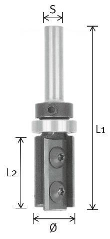 HW-Nutfräser mit Kugellager am Schaft / Z2 10.150. Ausführung: Grund- und flankenschneidend. Verwendbar auch als Bündigfräser.