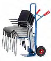 STUHLKARREN 139 Stuhlkarren B1335V B1335L zum Transport von gestapelten Stühlen. Kombination aus Stapelkarre B1325V B1325L und einem Traggestell aus Stahlrohr.