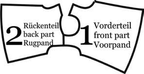 Carmen Nähanleitung/ Sewing Instructions/ Naaibeschrijving Tunika Tunic Tuniek 1. Vorderteil (1x im Bruch) 2. Rückenteil (1x im Bruch) 3, 4, 5. Ärmel (2x) oder 6. Einfassband (Armausschnitt) (2x) 7.
