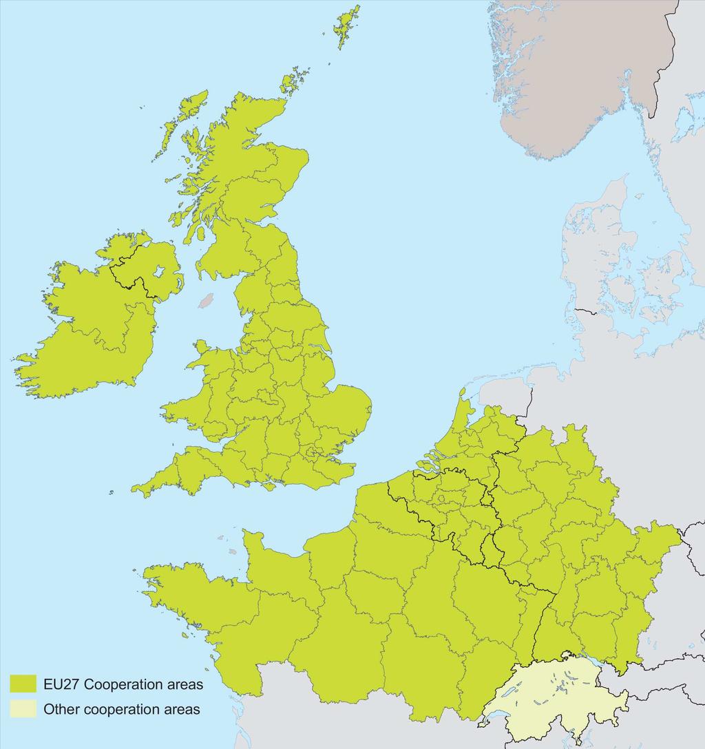 INTERREG IVB NWE Kooperationsgebiet Acht Staaten: Irland Vereinigtes Königreich
