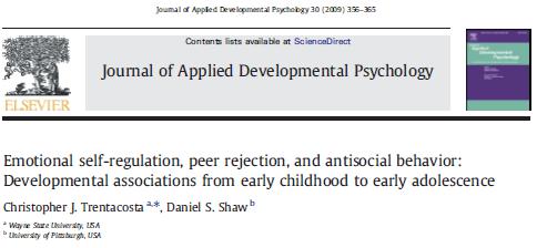 , 2009) Eine schlechter ausgebildete Selbstregulation im frühen Kindesalter (~4 J.