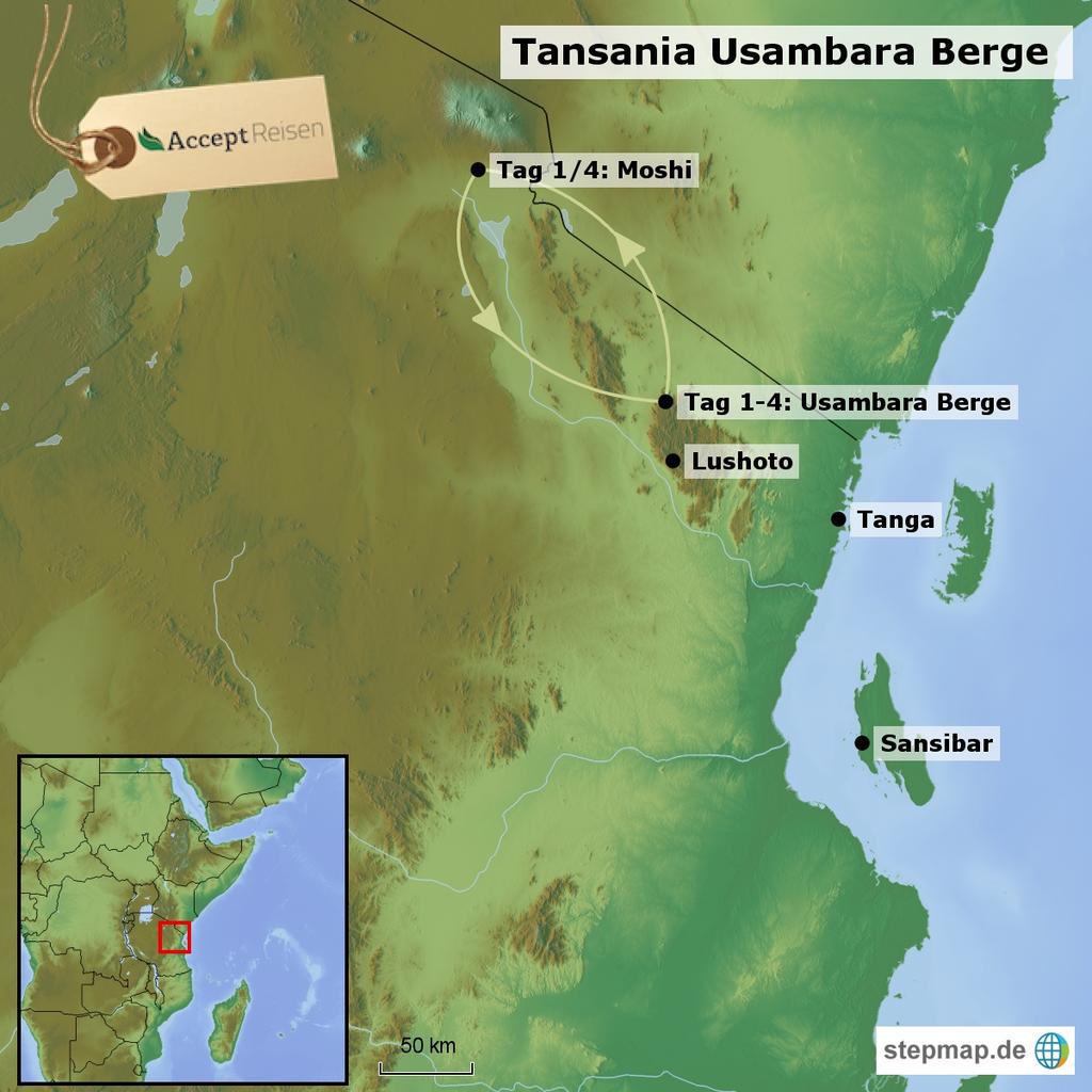 Die Tansania Reise Usambara Berge führt Sie in eine Region abseits der bekannten Nationalparks.