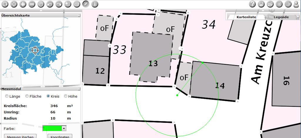 angegeben. Über 10 m (bzw. m²) werden keine Nachkommastellen angezeigt.