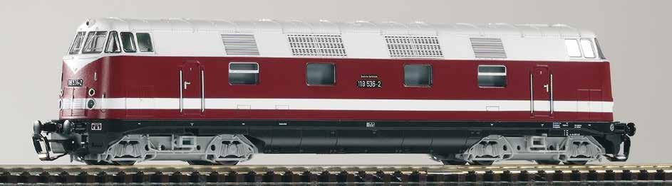Lokomotiven DIESELLOK BR 118 162 passendes Zubehör: PIKO Sound-Modul für die BR 118: #56197 PIKO Sound-Modul + Lautsprecher (siehe Seite 38) #56402 PIKO Digital-Decoder PluX16 (siehe Seite 38) Für