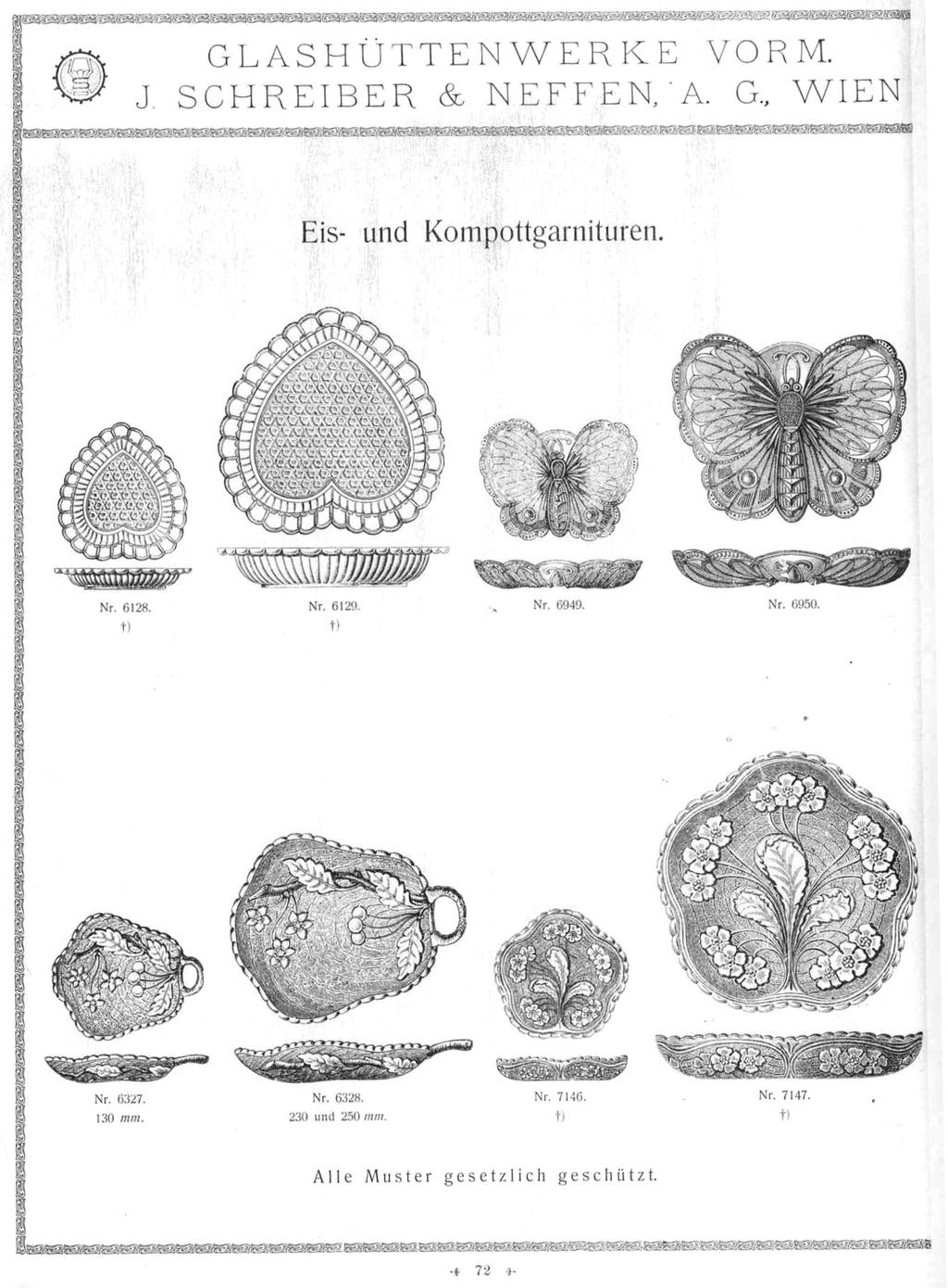 Abb. 2006-4-02/078 MB Pressglas Schreiber 1915, Tafel 72, Eis- und Kompottgarnituren