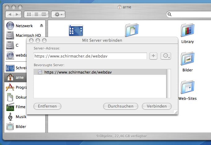 Im Gegensatz zu der Unterstützung bei Windows XP ist ein WebDAV Verzeichnis besser in das Betriebssystem