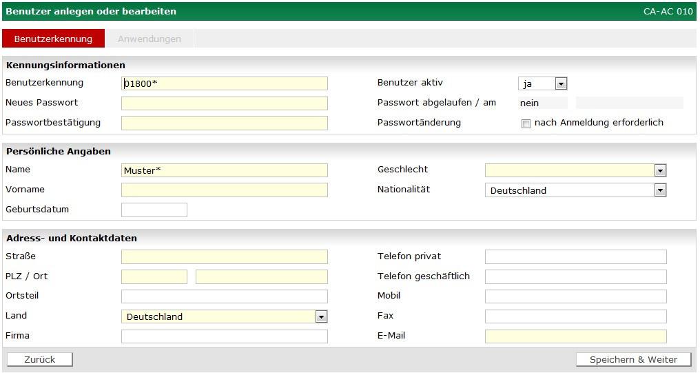 Abbildung 2: Seite zur Anlage einer neuen Benutzerkennung 3.1.2 Aufbau der Trefferliste Nach der Suche wird vom DFBnet eine Trefferliste ausgeben, mit deren Einträgen weitergearbeitet werden kann.