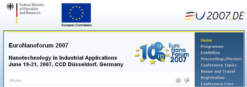 Von der EU geförderte Konferenz u. a. mit den Schwerpunkten: 1. standardization in the field of nanotechnology 2. measurement technology for quality assurance 3.