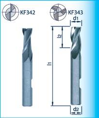 VHM-SCHAFTFRÄSER 30 KF342 und KF343 Universell einsetzbar, sowohl für hochfeste Werkstoffe als auch für Alu und NE-Metalle geeignet. Universal applications.