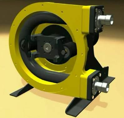 SPF-Serie Schlauchpumpe in Rollen-Ausführung für Fördermengen von 100 bis 18.000 l/h. Pumpenkopf mit eigener Lagerung.