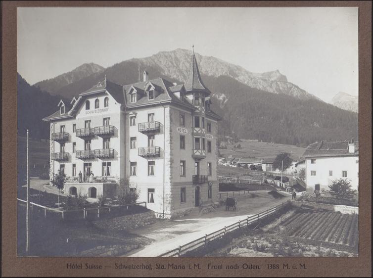 Hotel Schweizerhof, fabrichà dal 1902-03 L Hotel il Fuorn d eira eir gnü fabrichà culla spranza chi detta ün grond svilup turistic da cunfin, s haja vuglü render attent als stadis vaschins, cha l