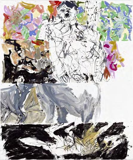 RAUM 10 VIER STREIFEN JÄGER (REMIX), 2007 In diesem sogenannten Frakturbild zerteilt Georg Baselitz sein Bild in vier Streifen.
