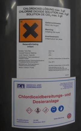maximal bei > 15 % bei elektrolytischer Herstellung von Chlorlösungen geringfügig höhere Chloratgehalte in Chlordioxidstammlösungen