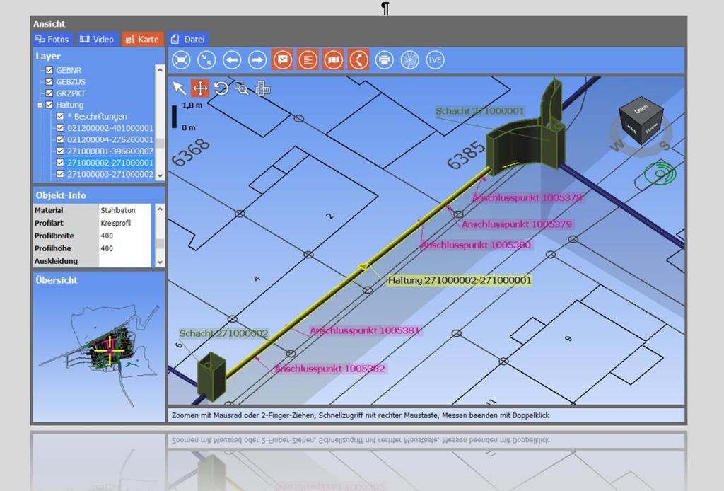 3D Ansicht Darstellung mit hinterlegten CAD-Dateien Schweben Sie in 3D durch Ihr Rohrsystem.