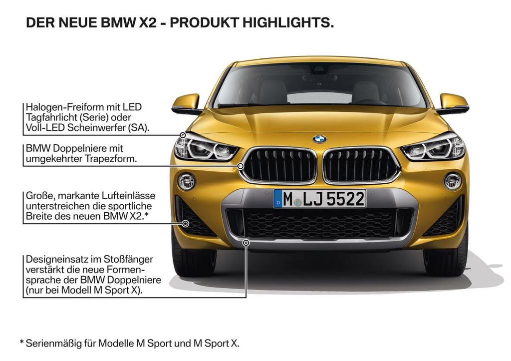 Seite 4 Weltpremiere BMW X2 Weltpremiere: Der neue BMW X2 ist ein BMW mit völlig eigenständigem Charakter.