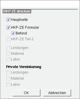 3 Standard-Listenansicht im Behandlungsblatt HKP-Formular für HKP-ZE (FZ) Abbildung 1 Neuer Druckdialog ohne Dropdownliste für HKP-Formular In den Stammdaten > Sonstiges > Einstellungen >