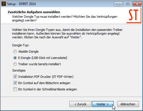 Vor dem Installationsvorgang wird nochmals ein