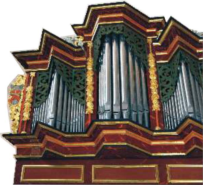 Die Orgel Über den Erbauer der Orgel mit ihrem dreiteiligen Prospekt ist nichts Genaues bekannt. Nach einer Inschrift von 1757 auf dem alten Holzwerk könnte Johannes Tröst der Erbauer gewesen sein.