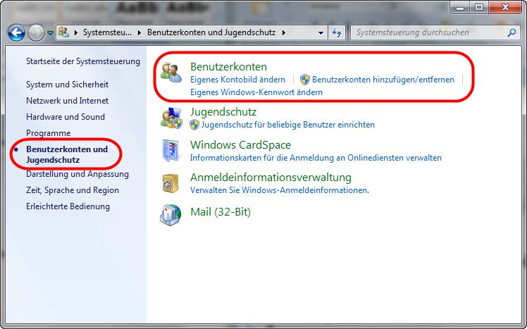 3.2.1 Für Windows 7 Home und Professional Zu überprüfen in der Windows Systemsteuerung / Benutzerkonten / Einstellungen der