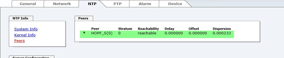 3.3 Peers Dieser Screenshot zeigt einen maximalen Fehler der Kernel-Uhr von 16,000 sec (Sekunden) an, der geschätzte Fehlerwert liegt bei 3,5ms (Millisekunden).