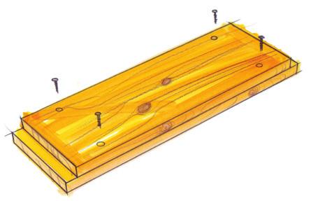 Hinweis Beim Verschrauben zweier Holzteile muss das Holzteil, durch das zuerst geschraubt wird, vorgebohrt werden.