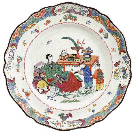 gregor k. stasch einleitung Teller mit Genreszene Porzellan, bunte Aufglasurmalerei China, Jingdezhen, Yongzheng-Ära (1723-1735) (Kat. Nr.