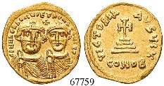 , vz+/vz 490,- Heraclius, Heraclius Constantinus und Heraclonas, 638-641 Solidus 638-641, Constantinopel. 4,44 g.