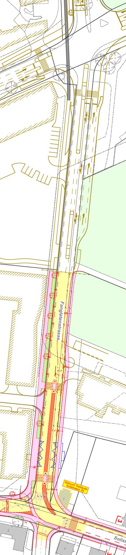 3. Vorprojekt / Terminplan Teilabschnitt A, Fangletenstrasse Massnahmen - Teilprojekte TBA und Stadt Bülach - beidseitiger Gehweg - Fahrspuren je 3.00m zzgl.